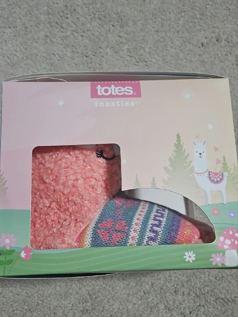totes Pink Kid's Llama Slippers with Multicolor Accents